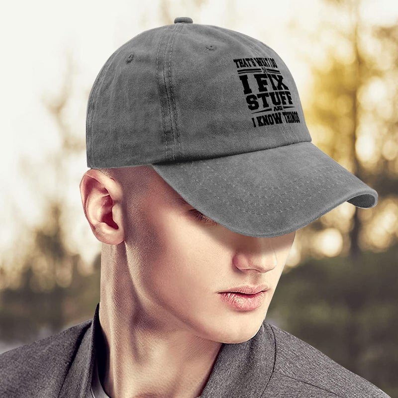 ACEMIRE That's What I Do I Fix Stuff and I Know Things Dad Hats for Men Graphic Baseball Cap Adjustable - Image 4